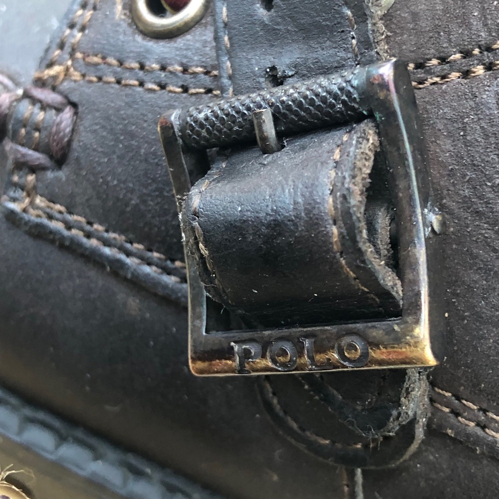 Polo Ralph Lauren Ranger Hi II Polo Bear Boots Boys 1 US Brown Leather Buckle - Picture 8 of 16